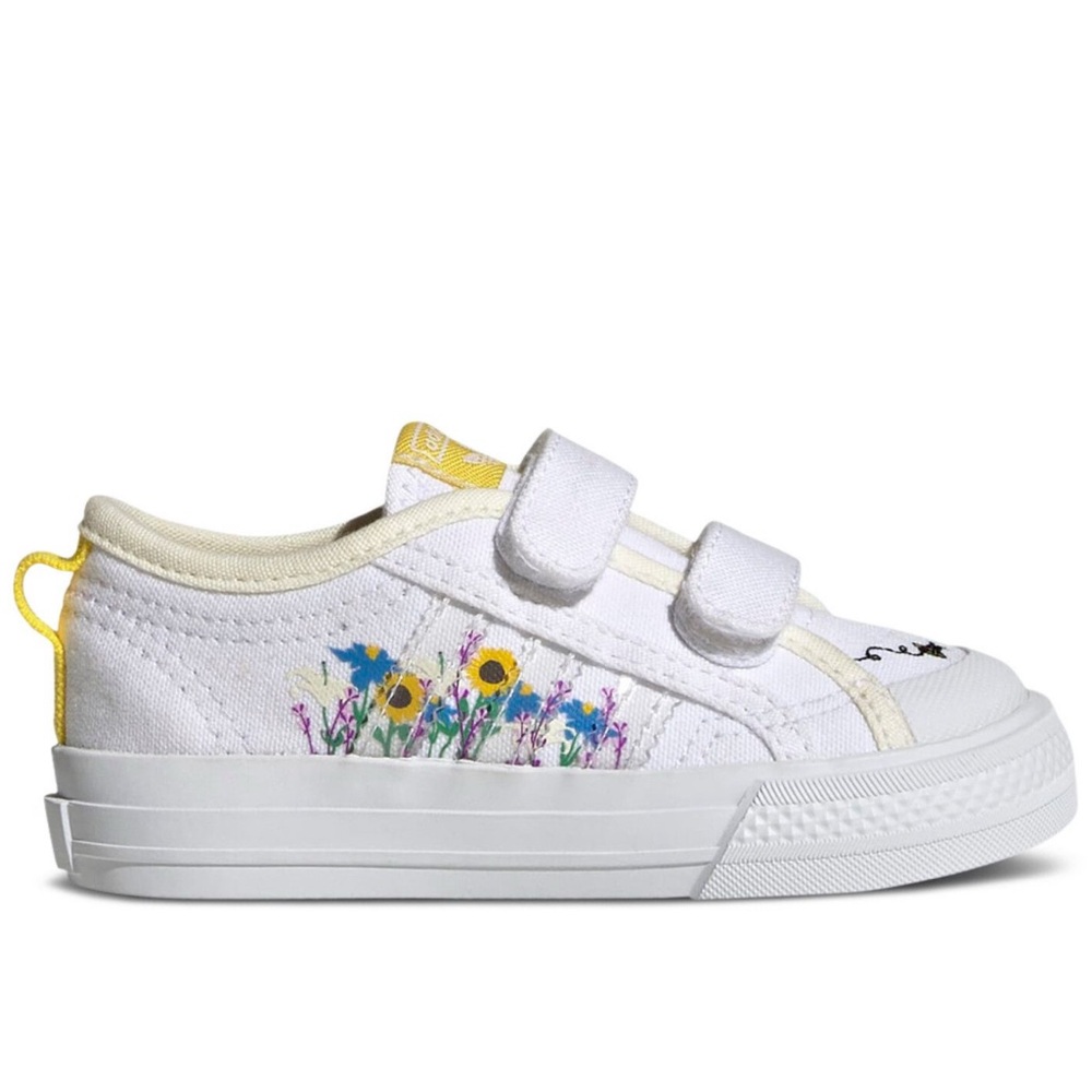 NEW Adidas Originals Nizza CF I Toddler Size10K White Flower/Bee/Stripe W/Bx $60